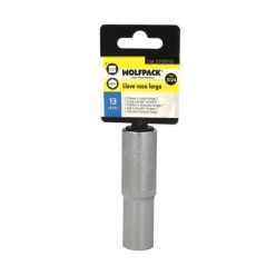 Llave Vaso 1/2" Hexagonal Larga 13 mm, Perfil de 6 caras, Acero Cromo Vanadio, Aristas Redondas