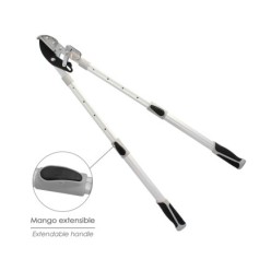 Tijeras Podar 2 Manos Yunque, Telescopica de 68 a 95 cm, Mango Aluminio Multiplicador Fuerza, Corte Ø 35 mm, Empuñadura TPR