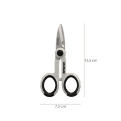 Tijeras Electricista 140 mm, Mango TPR No tension, Hojas Acero Inoxidable, Ergonomicas, Tijeras Cortar Cable, Pelacables