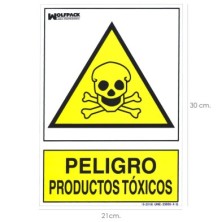 Cartel Peligro Productos Toxicos 30x21cm,