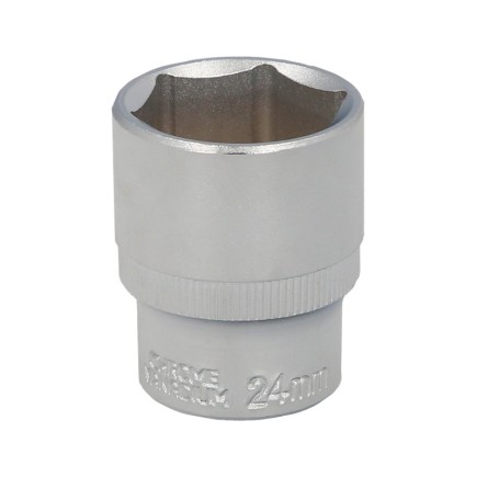 Llave Vaso 1/2" Hexagonal 24 mm, Perfil de 6 caras, Acero Cromo Vanadio, Aristas Redondas