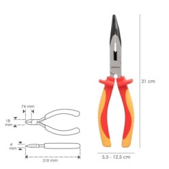 Alicates Boca Curva 200 mm, Mangos Aislados Acero Cromo Vanadio Pelacables, Corta Cables, Pelador Cables