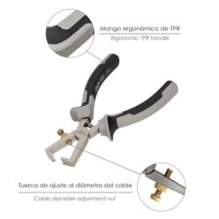 Pelacables 175 mm, acero Cromo Vanadio DIN-ISO 8979 Corta Cables, Pelador Cables, Cortador De Cables,