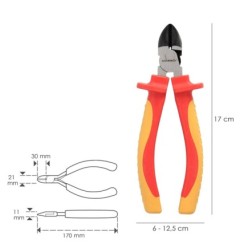 Alicates Corte Diagonal 150 mm, Mangos Aislados Acero Cromo Vanadio Pelacables, Corta Cables, Pelador Cables