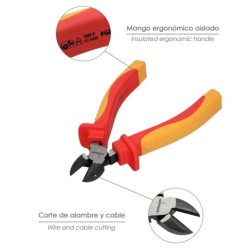 Alicates Corte Diagonal 150 mm, Mangos Aislados Acero Cromo Vanadio Pelacables, Corta Cables, Pelador Cables