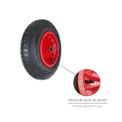 Rueda Carretilla Invernadero Neumática Llanta Plástico, Ø 370 mm, Eje Ø 20 mm,