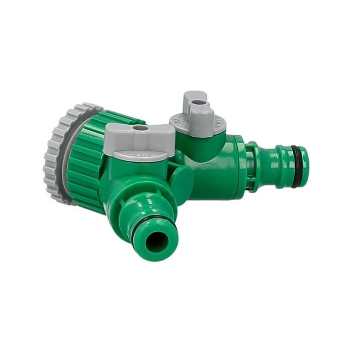 Adaptador Manguera Plastico 3/4 - 1" Hembra  con 2 tomas Blister al por Mayor | Almacén de Ferretería