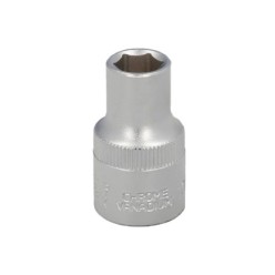 Llave Vaso 1/2" Hexagonal 10 mm, Perfil de 6 caras, Acero Cromo Vanadio, Aristas Redondas