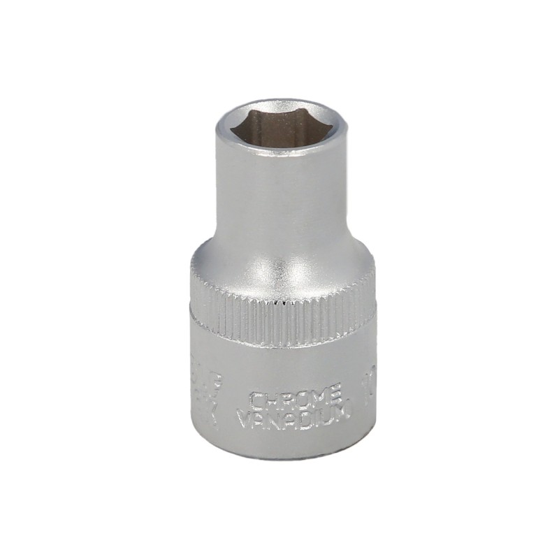 Llave Vaso 1/2" Hexagonal 10 mm, Perfil de 6 caras, Acero Cromo Vanadio, Aristas Redondas