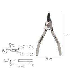 Alicates Arandelas Exteriores Curvo 175 mm, Acero Din 5254, Anillos De Presion, Anillos De Retención, Arandelas Circlips