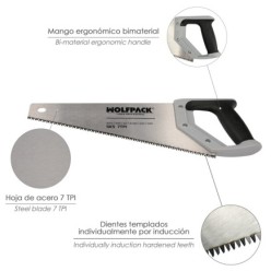 Serrucho Carpintero Bimaterial 350 mm, / 14" Acero SK5 Triple Afilado Sierra Carpintero, Serrucho Carpinteria, Sierra Costilla