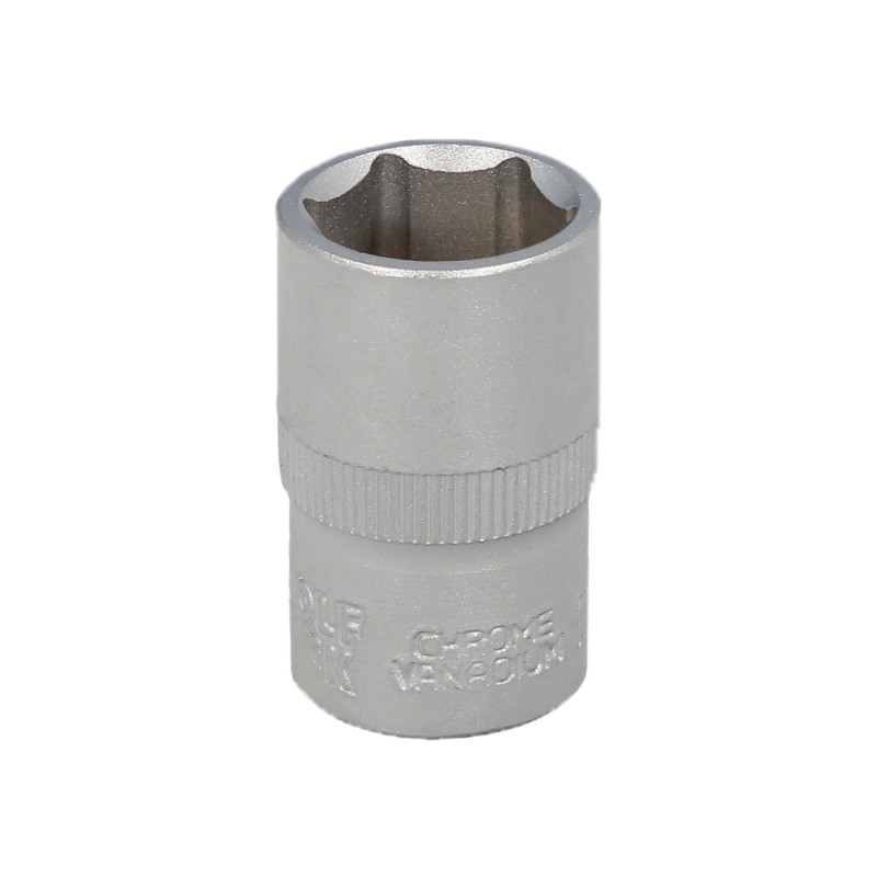 Llave Vaso 1/2" Hexagonal 17 mm, Perfil de 6 caras, Acero Cromo Vanadio, Aristas Redondas