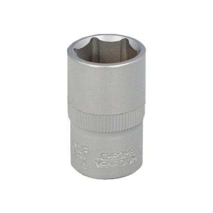 Llave Vaso 1/2" Hexagonal 17 mm, Perfil de 6 caras, Acero Cromo Vanadio, Aristas Redondas
