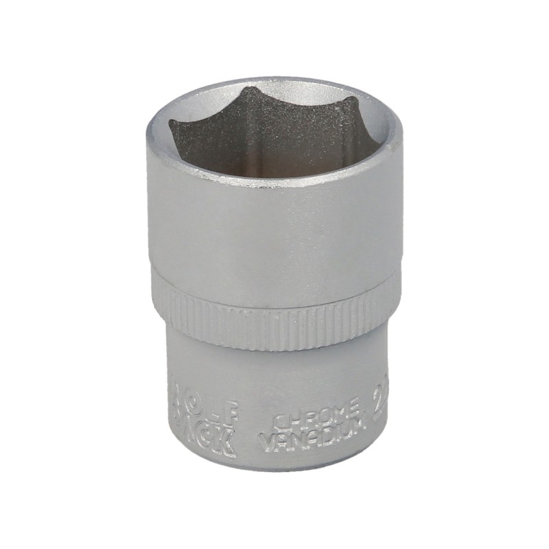 Llave Vaso 1/2" Hexagonal 22 mm, Perfil de 6 caras, Acero Cromo Vanadio, Aristas Redondas