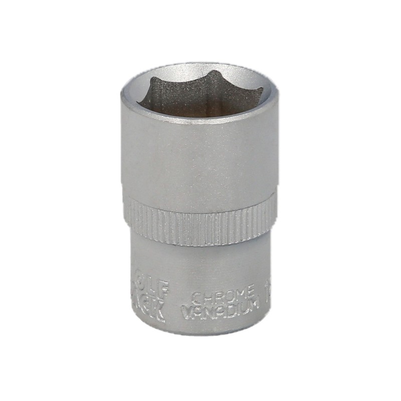 Llave Vaso 1/2" Hexagonal 18 mm, Perfil de 6 caras, Acero Cromo Vanadio, Aristas Redondas