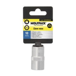 Llave Vaso 1/2" Hexagonal 18 mm, Perfil de 6 caras, Acero Cromo Vanadio, Aristas Redondas