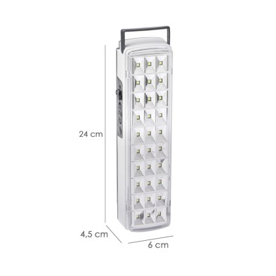 Linterna LED / Lampara De Emergencia Con enchufe / Recargable (1,200 mAh) 150 Lumenes Con Asa y Cargador De Coche
