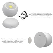Linterna LED Armario Esfera A Pilas (3 AAA) 120 Lumenes Ajustable 300º Con Iman y Adhesivo,
