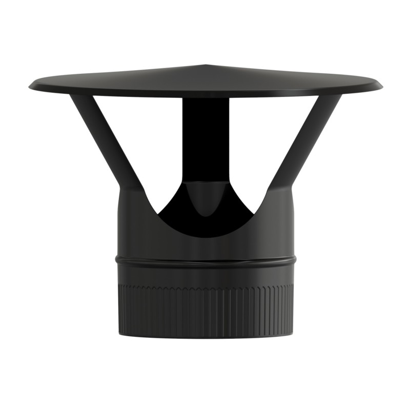 Sombrero Estufa Vitrificado Negro Ø 200 mm, Sombrero Tubo Chimenea, Sombrero Tubo Humo, Sombrero Tubo Calefacción, Sombrero Humo
