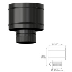 Terminal Antirrevocante Estufa Vitrificado Negro Ø 200 mm, Sombrero Tubo Chimenea, Sombrero Tubo Humo, Sombrero Tubo Calefacción