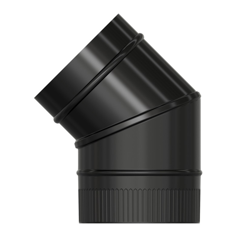 Codo Estufa Liso Negro Vitrificado Ø 150 mm, 45°