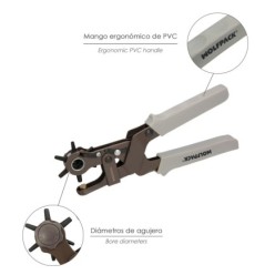 Sacabocados Estrella Industrial 225 mm, Agujeros de Ø 2,0 a 4,5 mm, Alicates Agujeros, Perforador Cuero, Alicates Cinturones,