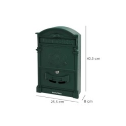 Buzon Jardín Aluminio Fundido Verde Palace 255 x 410 x 90 mm,