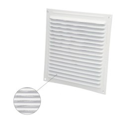 Rejilla Ventilación Aluminio Con Mosquitera Atornillable 200 x 200 mm, Color Blanco