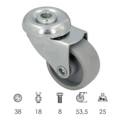Rueda Domestica Ø 38 mm, Agujero Pasante Ø 8 mm,