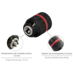 Portabrocas Sin Llave Metalico 1/2" Hembra, Brocas Hasta Ø 13 mm, Mandril taladro