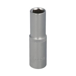 Llave Vaso 1/2" Hexagonal Larga 13 mm, Perfil de 6 caras, Acero Cromo Vanadio, Aristas Redondas