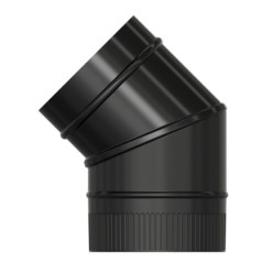 Codo Estufa Liso Negro Vitrificado Ø 150 mm, 45°