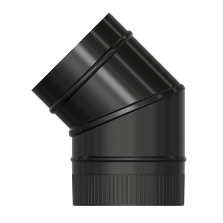 Codo Estufa Liso Negro Vitrificado Ø 150 mm, 45°
