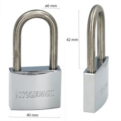 Candado Inoxidable Arco Largo 40mm,