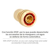 Conector Manguera Con Función STOP Fabricado en Laton  3/4" Hembra, Adaptador Grifo, Conector Grifo A Conector Rapido al por May