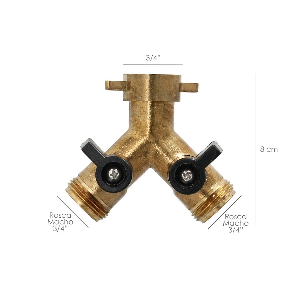 Adaptador Manguera Laton 2 Tomas Macho 3/4", Duplicador Grifo, Adaptador 2 Vias, Entrada 3/4" Hembra al por Mayor | Almacén de F
