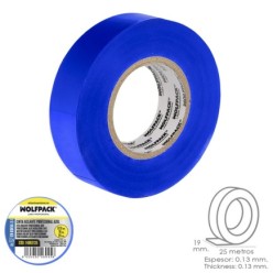 Cinta Aislante Profesional Azul Espesor 0,13 mm, Ancho 19 mm, Rollo 25 Metros Cinta Electricista, Cinta Aislante Cable