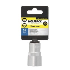 Llave Vaso 1/2" Hexagonal 24 mm, Perfil de 6 caras, Acero Cromo Vanadio, Aristas Redondas
