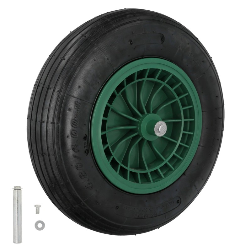 Rueda Carretilla Neumatica Para Carretilla Obra / Jardin Llanta Plastico Eje Ø 20 mm, Rueda Carretilla Jardin, Carro Invernadero