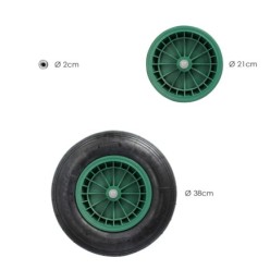 Rueda Carretilla Neumatica Para Carretilla Obra / Jardin Llanta Plastico Eje Ø 20 mm, Rueda Carretilla Jardin, Carro Invernadero