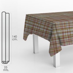 Mantel Hule Rollo Modelo Textil Impermeable Antimanchas PVC 140 cm, x 25 metros, Rollo Recortable, Interior y Exterior