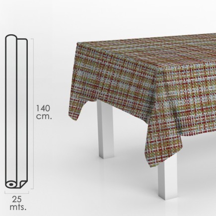 Mantel Hule Rollo Modelo Textil Impermeable Antimanchas PVC 140 cm, x 25 metros, Rollo Recortable, Interior y Exterior