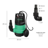 Bomba Aguas Sucias Sumergible 450 W, 8,000 lts/hora, Profundidad 5  Mts, Elevación 5,5 mts, Particulas max, Ø 30 mm, al por Mayo
