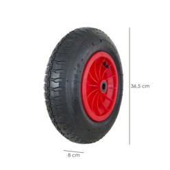 Rueda Carretilla Invernadero Neumática Llanta Plástico, Ø 370 mm, Eje Ø 20 mm,