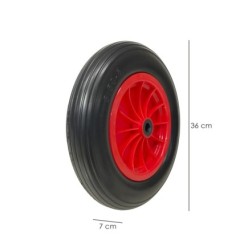 Rueda Carretilla Invernadero Poliuretano Impinchable Llanta Plástico, Ø 360 mm, Eje Ø 20 mm,