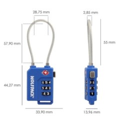 Candado Seguridad Equipaje Tsa 3 Digitos Con Cable Acero, Candado Combinación, Maleta, Viaje, Mochilas, Seguridad