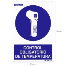 Cartel De Control Obligatorio De La Temperatura 30x21 cm,