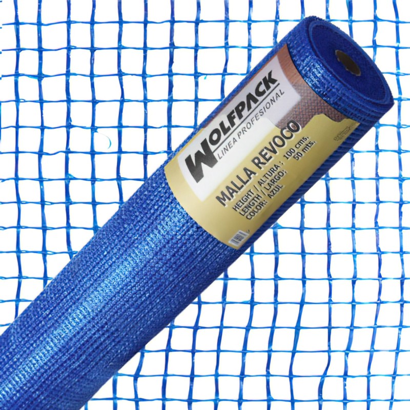 Malla Revoco Azul Rollo 50 mt, x 1 metro, Luces 10x10 mm,