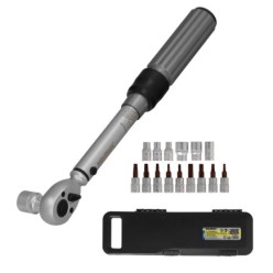 Llave Dinamometrica 1/4" Con 9 Puntas Hexagonales y 5 Vasos, Llave De Torque Camiones, Coches, Motos, Micro Ajustes, Acero CRV