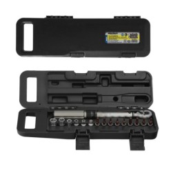 Llave Dinamometrica 1/4" Con 9 Puntas Hexagonales y 5 Vasos, Llave De Torque Camiones, Coches, Motos, Micro Ajustes, Acero CRV